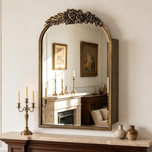 Arched bathroom mirror cabinet - arched,