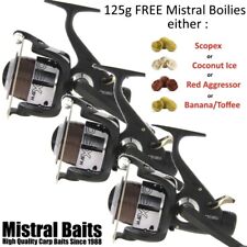 Carp Fishing Reels x3 NGT MAX60 Freespool and FREE BOILIES