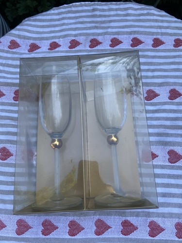 Vintage glass champagne flutes - glass,
