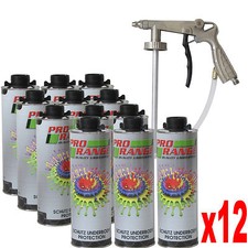 Car Body Schutz x 12 + Gun Black Underseal + Underbody Coating Gun Texture