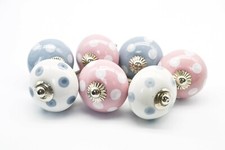 Pink grey polka knobs - grey,