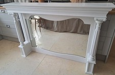 Stunning Large  Antique White Oval Mantle Mirror