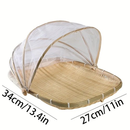 Handwoven bamboo food basket - food,