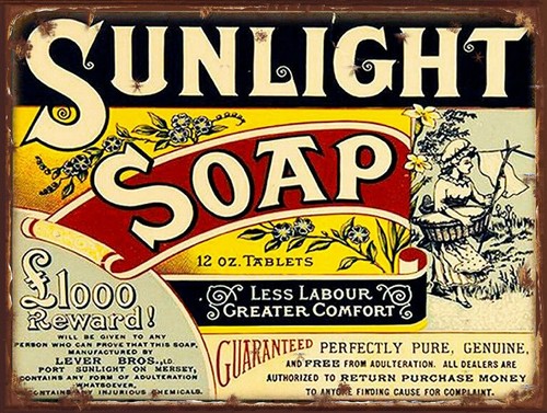 Vintage sunlight soap sign - soap, ad