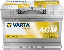 Varta Dynamic AGM 70Ah A7 760A 12V Car Battery (570901076) Start-Stop Suitable