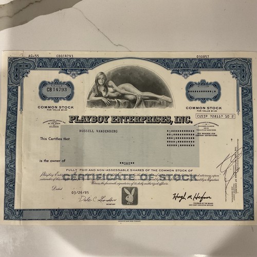 1985 playboy enterprises stock - playboy,