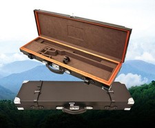 TKL Outdoors Black Leather / Oak Over/Under Shotgun Case A9064
