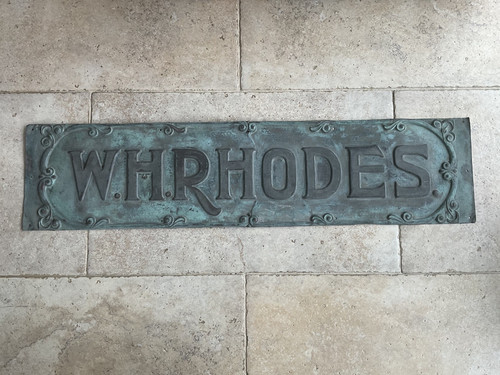 Art nouveau copper door sign - art,