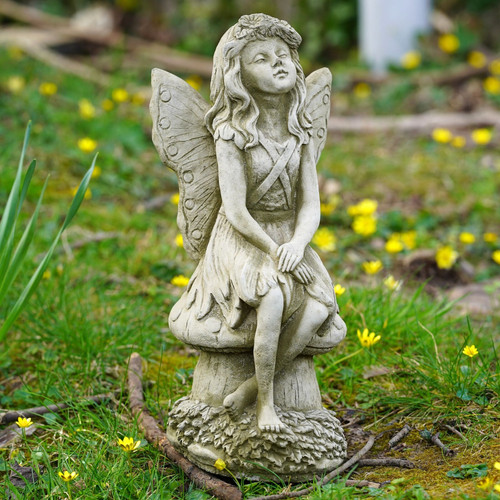 Moon gazing fairy stone statue - gazing,