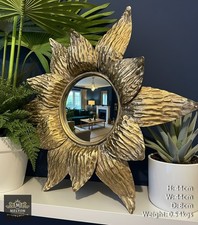 Vintage Style Gold Sun Flower Mirror Home Decor Antiqued Golden Sunflower 44cm