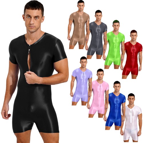 Men oil glossy zipper - zipper, front