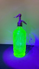 RARE stunning vaseline yellow uranium glass french syphon soda bottle GREAT COND