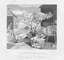 WILLIAM HOGARTH The Battle of the Pictures - Antique Print c1880