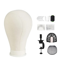 22'' Canvas Block Head Wig Making Display Styling Mannequin +T Pins Set+Clamp