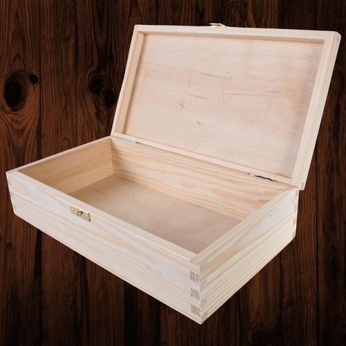 Plain wooden box with lid - with,