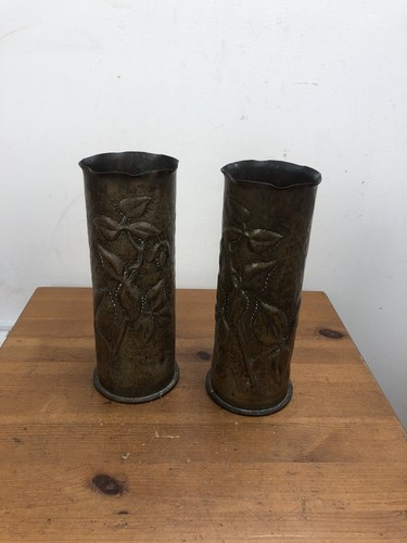 Ww1 trench art shells - trench, pair