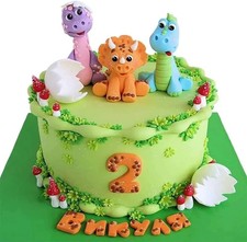 3 Pcs Baby Dinosaur Cake Toppers 3D Dinosaur Cake Decorations for Baby Shower Bo