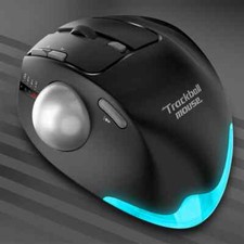 2.4G Wireless Bluetooth Trackball Mouse RGB Ergonomic Rechargeable Gaming Laptop