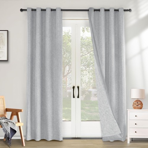 Thick linen blackout curtains - blackout,