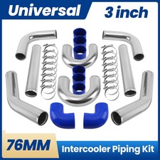 3 Inch 76mm Universal Turbo Intercooler Piping Pipe Kits & Blue Hose Aluminum