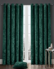 Crushed Velvet Curtains Pair of Eyelet Ring Top Fully Lined Ready Made Curtains