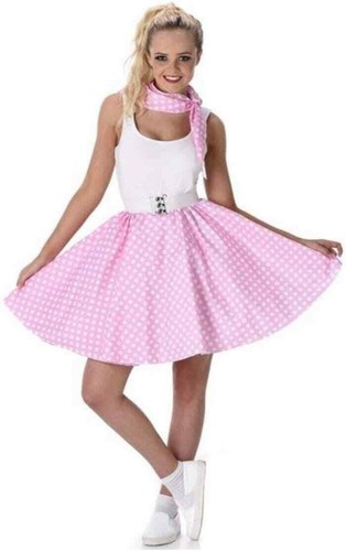 Ladies 1950s light pink polka - light,