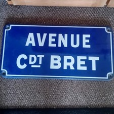 Old vintage French street sign Heavy "Avenue Cdt Bret"