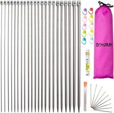 22Pcs Metal Knitting Needles