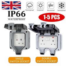 1-5PCS Weatherproof Outdoor Plug 1/2 Gang Switched Box Double Socket Outside Box