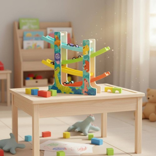 Wooden car ramp toy early - wooden,