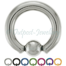 1 x Surgical Steel Heavy Gauge BCR Large Ball Closure Ring Hoop PA Prince Albert