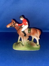 VINTAGE HORSE AND JOCKEY RIDER FIGURINE ORNAMENT MARKED FOREIGN JAPAN? 10.5cm