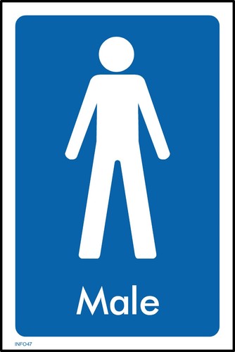 Male toilet sign sticker - male,