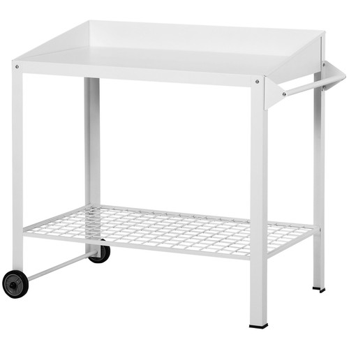 Outsunny white metal potting - white,