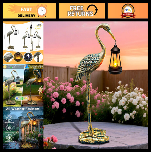 Solar garden crane statue - solar,