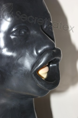 Black latex rubber hood fetish - black,