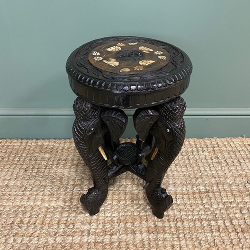 Antique carved elephant table - antique,