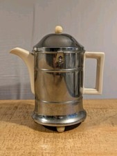 Vintage Ever-hot PBB Coffee/Tea Pot Ceramic & Chrome Deco