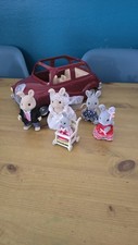 Sylvanian Families Butterglove Rabbits Wedding Couple Figure & Saloon Car Red 