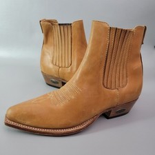 Loblan 298 Leather Cebada Cowboy Short Boots Pointed Ankle Boot Hand Made Brown