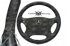 Black leather steering wheel - black,