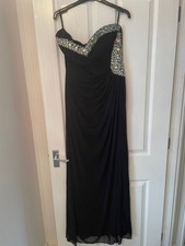 Lipsy Vip Long Black Evening Dress. Embellished Size UK 14. Worn Once RRP £189