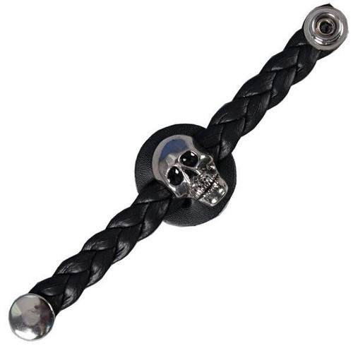 Skull braided black - skull, leather