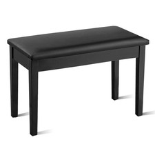 2-in-1 PU Leather Piano Bench Stool Double Duet Seat w/Padded Cushion Black