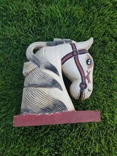 Antique Hand Carved Prancer Wooden Carousel Horse Head 