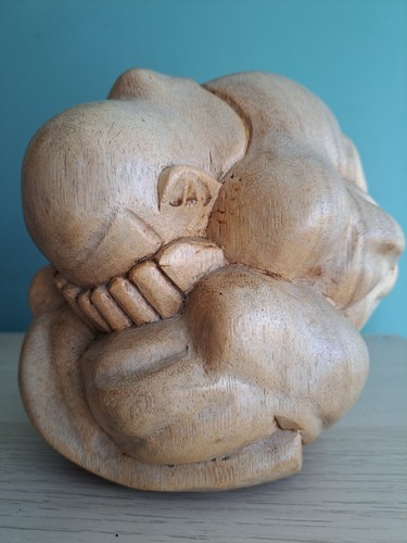 Wooden carved weeping buddha - carved,