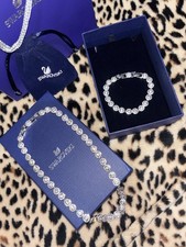 Swarovski ANGELIC Silver Tennis Necklace And Bracelet Set, With Box And Gift Bag