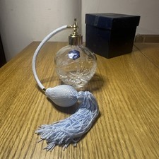 Vintage Stuart Crystal Cut Glass Perfume Atomiser Blue Tassel In Original Box