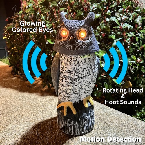 Solar owl garden statue - statue, motion