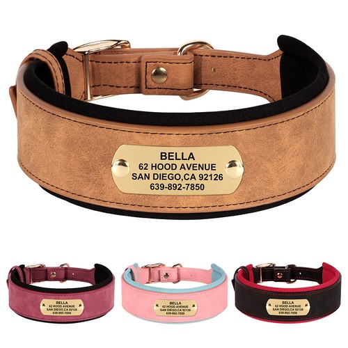 Leather personalised collar - leather,